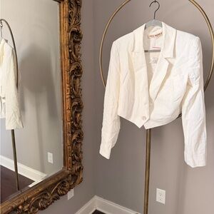 Free People White Cropped Blazer Jacket